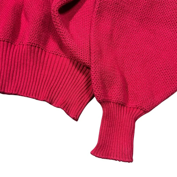 Vintage 80s Celine Candycane Xmas Monogram Red Cardigan Sweater Womens Medium - Picture 8 of 12